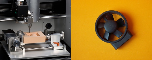 Precision milling machine in action + made functional prototype